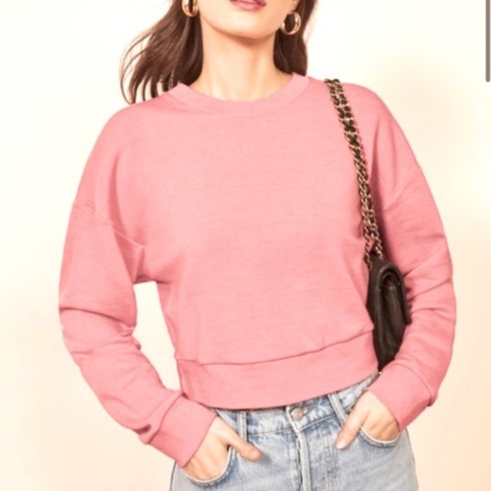 Reformation Hunter Crop Sweatshirt Rose S